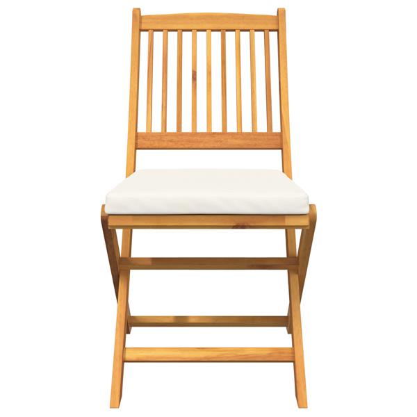 Grote foto vidaxl tuinstoelen 2 st inklapbaar met wit kussen massief acaciahout tuin en terras tuinmeubelen