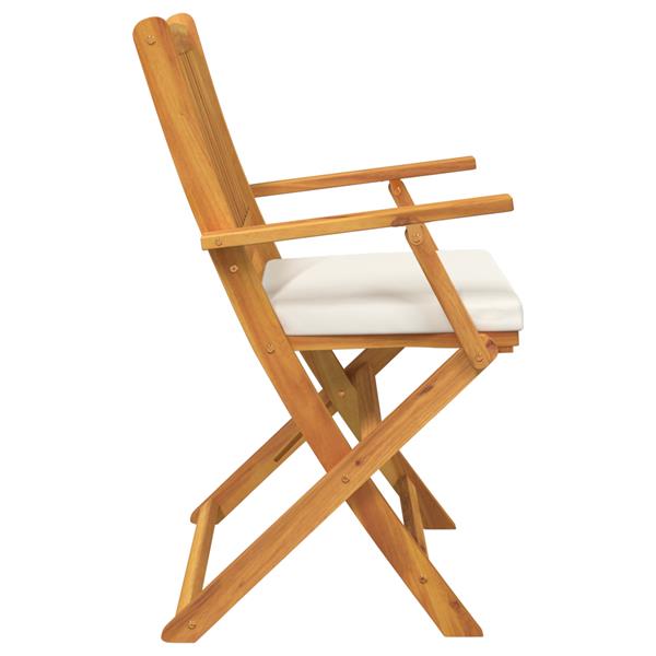 Grote foto vidaxl tuinstoelen 2 st inklapbaar met wit kussen massief acaciahout tuin en terras tuinmeubelen