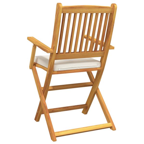 Grote foto vidaxl tuinstoelen 2 st inklapbaar met wit kussen massief acaciahout tuin en terras tuinmeubelen