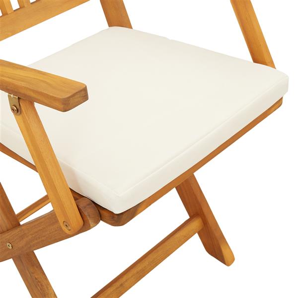 Grote foto vidaxl tuinstoelen 2 st inklapbaar met wit kussen massief acaciahout tuin en terras tuinmeubelen