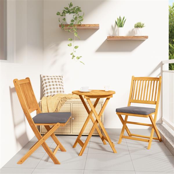 Grote foto vidaxl tuinstoelen 2 st inklapbaar met grijs kussen massief acaciahout tuin en terras tuinmeubelen
