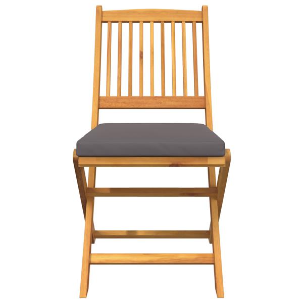 Grote foto vidaxl tuinstoelen 2 st inklapbaar met grijs kussen massief acaciahout tuin en terras tuinmeubelen