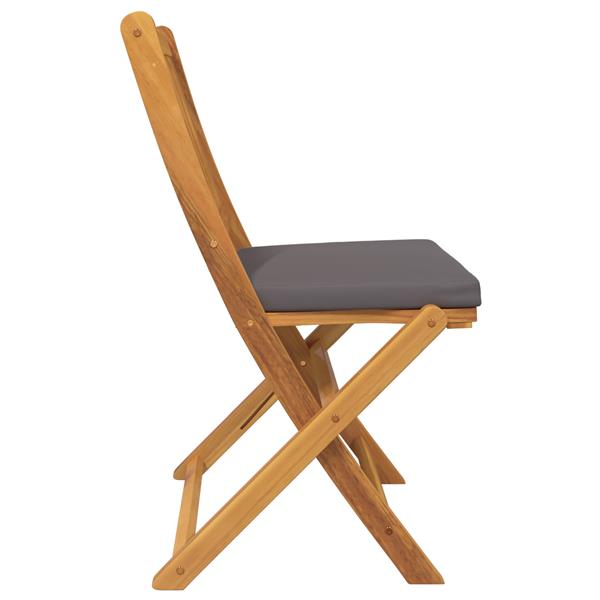 Grote foto vidaxl tuinstoelen 2 st inklapbaar met grijs kussen massief acaciahout tuin en terras tuinmeubelen