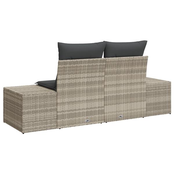 Grote foto vidaxl tuinbank 2 zits met opbergruimte en kussens poly rattan grijs tuin en terras tuinmeubelen