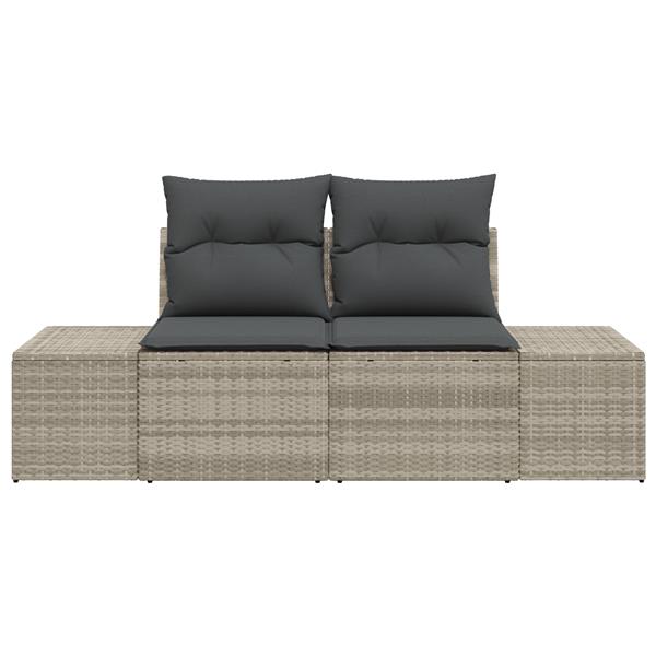 Grote foto vidaxl tuinbank 2 zits met opbergruimte en kussens poly rattan grijs tuin en terras tuinmeubelen