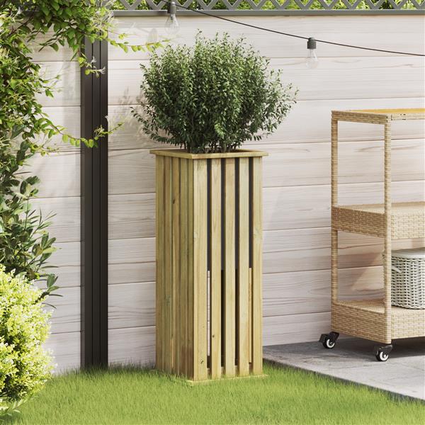 Grote foto vidaxl tuinplantbak met voering 33x33x85 cm ge mpregneerd vurenhout tuin en terras overige tuin en terras
