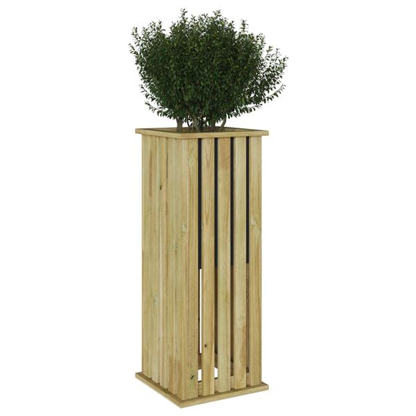 Grote foto vidaxl tuinplantbak met voering 33x33x85 cm ge mpregneerd vurenhout tuin en terras overige tuin en terras