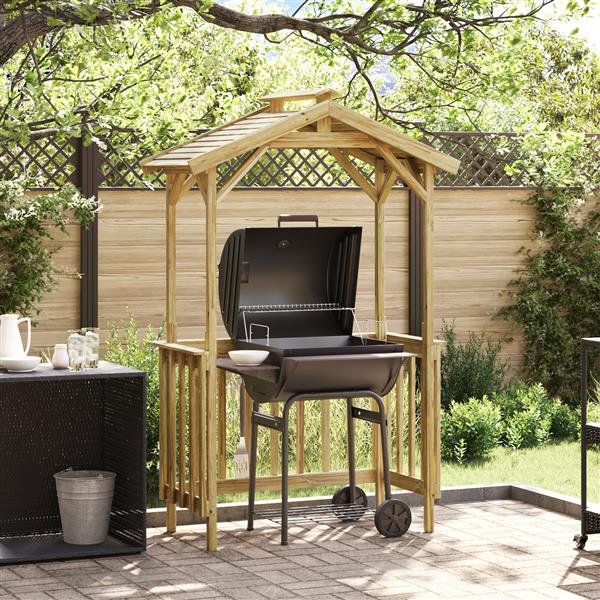 Grote foto vidaxl bbq schuur 133 5x63x200 cm ge mpregneerd vurenhout tuin en terras tuinhuisjes en blokhutten