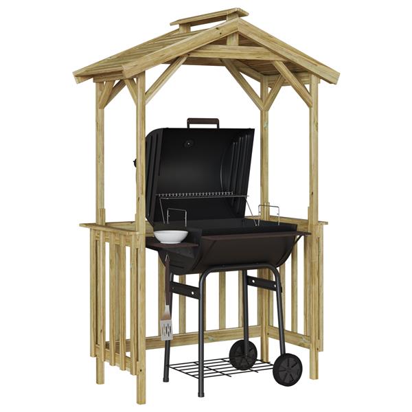 Grote foto vidaxl bbq schuur 133 5x63x200 cm ge mpregneerd vurenhout tuin en terras tuinhuisjes en blokhutten