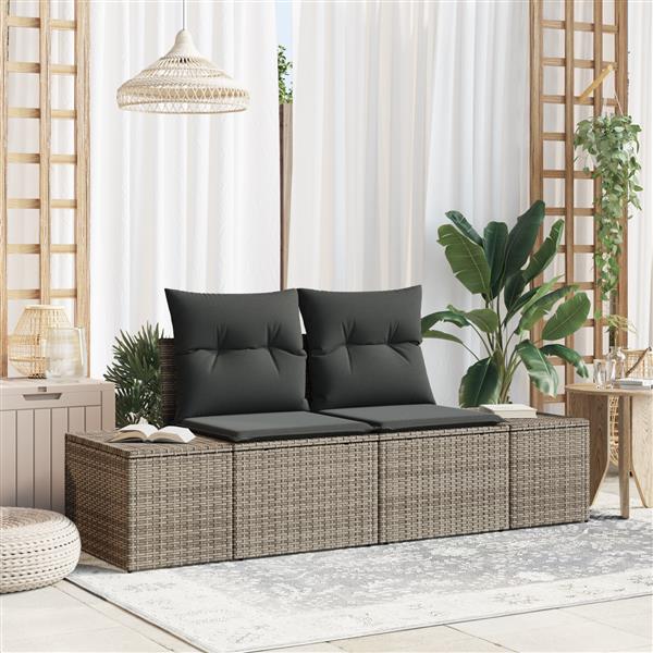 Grote foto vidaxl tuinbank 2 zits met opbergruimte en kussens poly rattan grijs tuin en terras tuinmeubelen