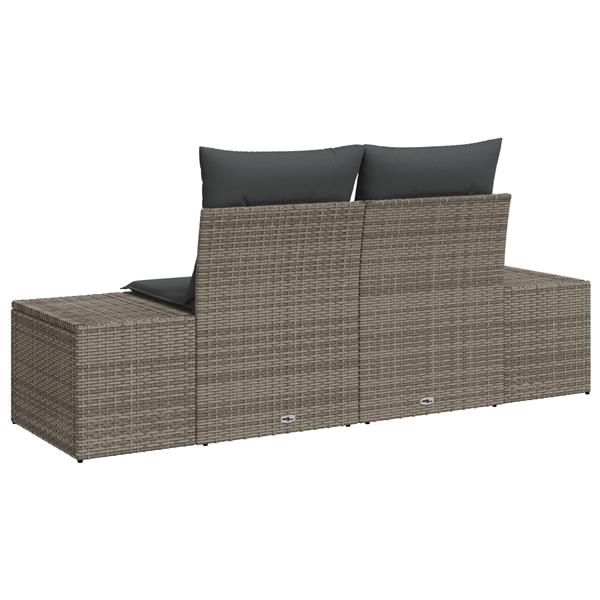 Grote foto vidaxl tuinbank 2 zits met opbergruimte en kussens poly rattan grijs tuin en terras tuinmeubelen