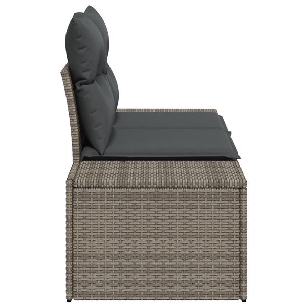 Grote foto vidaxl tuinbank 2 zits met opbergruimte en kussens poly rattan grijs tuin en terras tuinmeubelen