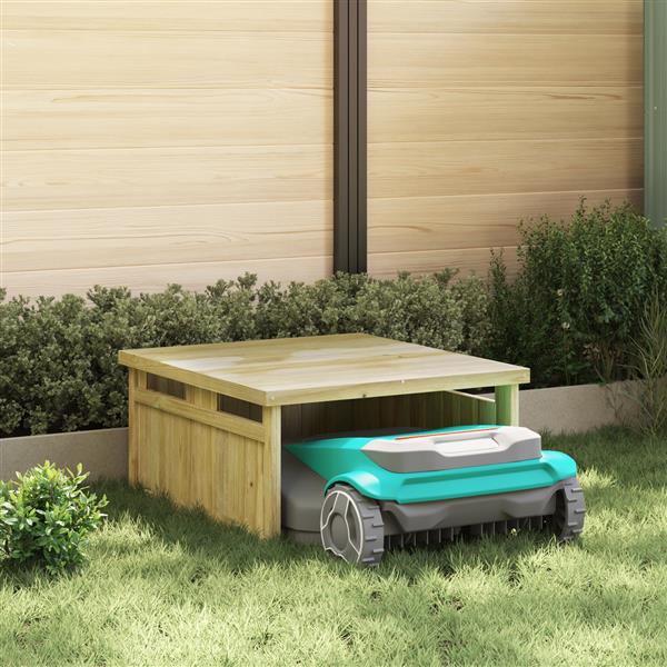 Grote foto vidaxl robotmaaier garage 70x80x38 cm ge mpregneerd hout vuren tuin en terras tuinhuisjes en blokhutten