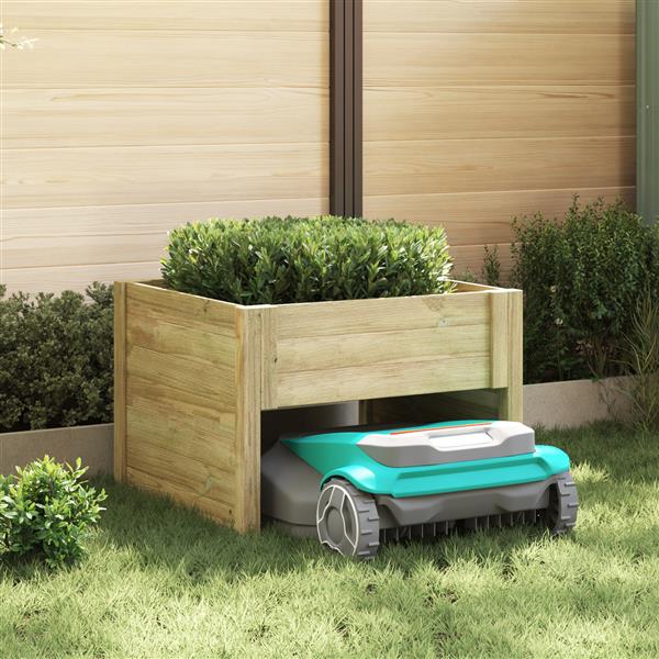 Grote foto vidaxl robotmaaier garage met plantenbak van ge mpregneerd hout tuin en terras tuinhuisjes en blokhutten