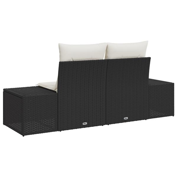 Grote foto vidaxl tuinbank 2 zits met opbergruimte en kussens poly rattan zwart tuin en terras tuinmeubelen