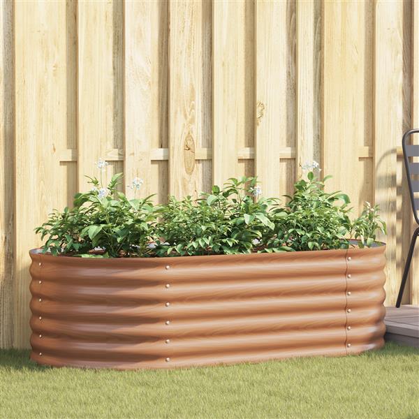 Grote foto vidaxl bruin verhoogd tuinbed met houtlook 160x80x44 cm staal tuin en terras overige tuin en terras