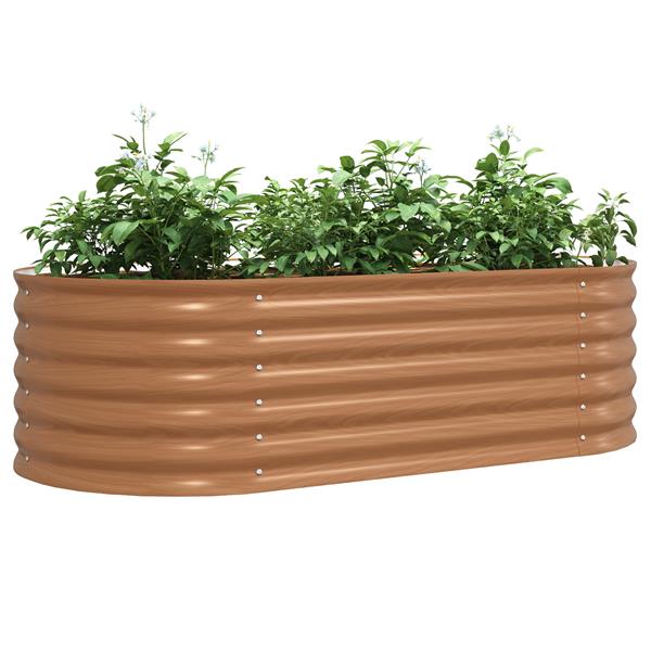 Grote foto vidaxl bruin verhoogd tuinbed met houtlook 160x80x44 cm staal tuin en terras overige tuin en terras