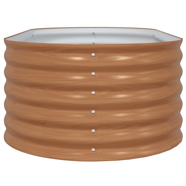 Grote foto vidaxl bruin verhoogd tuinbed met houtlook 160x80x44 cm staal tuin en terras overige tuin en terras