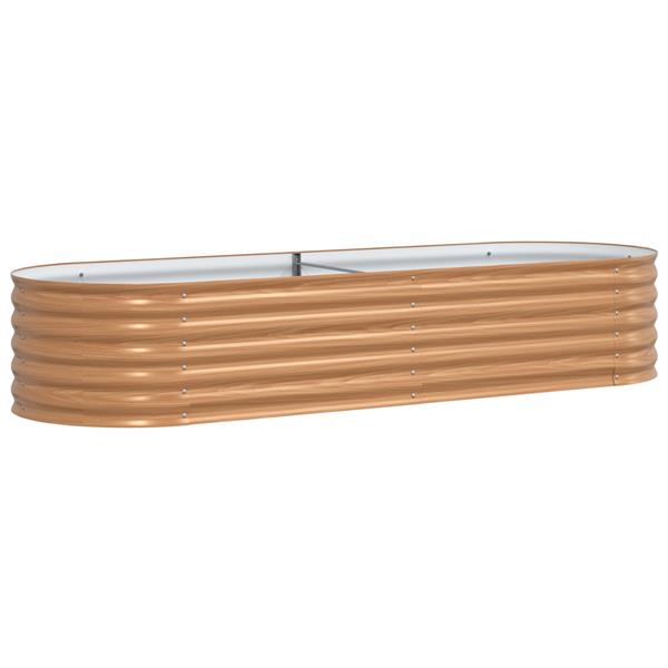 Grote foto vidaxl verhoogd tuinbed bruin met houtlook 240x80x44 cm staal tuin en terras overige tuin en terras