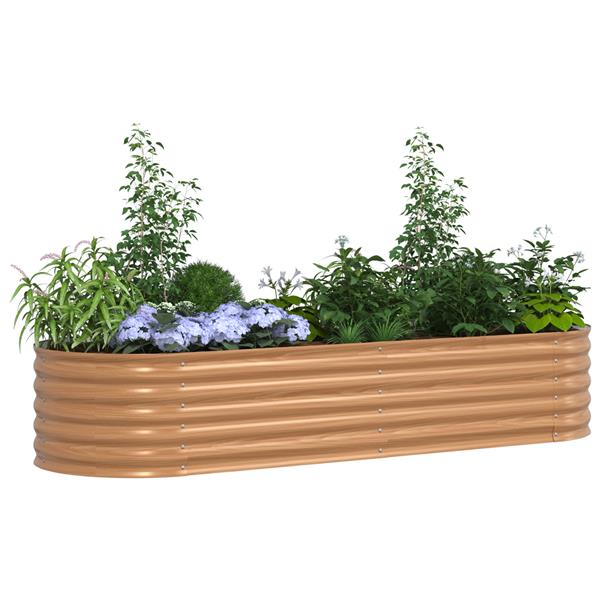 Grote foto vidaxl verhoogd tuinbed bruin met houtlook 240x80x44 cm staal tuin en terras overige tuin en terras