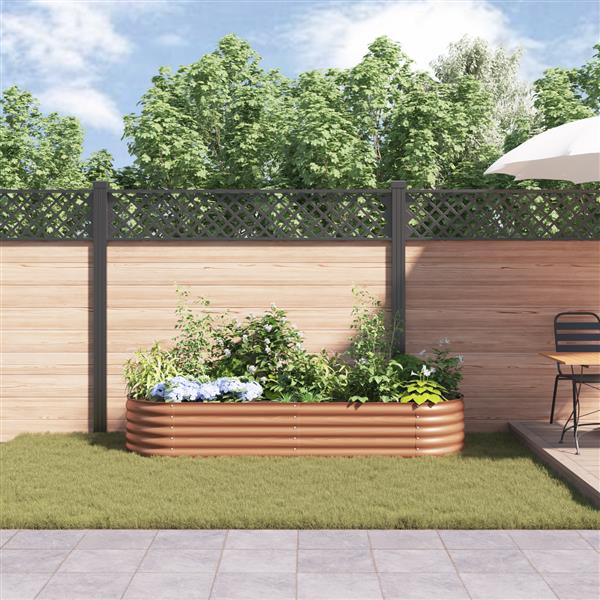 Grote foto vidaxl verhoogd tuinbed bruin met houtlook 240x80x44 cm staal tuin en terras overige tuin en terras