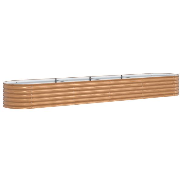 Grote foto vidaxl verhoogd tuinbed bruin met houten uiterlijk 400x80x44 cm staal tuin en terras overige tuin en terras
