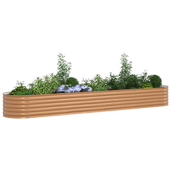 Grote foto vidaxl verhoogd tuinbed bruin met houten uiterlijk 400x80x44 cm staal tuin en terras overige tuin en terras