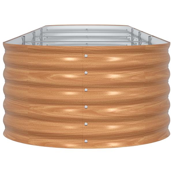 Grote foto vidaxl verhoogd tuinbed bruin met houten uiterlijk 400x80x44 cm staal tuin en terras overige tuin en terras