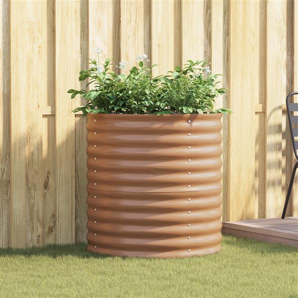 Grote foto vidaxl hoge tuinbed bruin met houtlook 80x80x81 cm staal tuin en terras overige tuin en terras