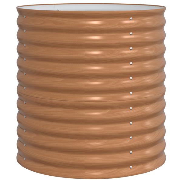 Grote foto vidaxl hoge tuinbed bruin met houtlook 80x80x81 cm staal tuin en terras overige tuin en terras