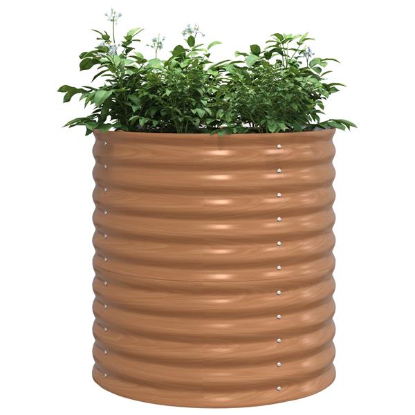 Grote foto vidaxl hoge tuinbed bruin met houtlook 80x80x81 cm staal tuin en terras overige tuin en terras