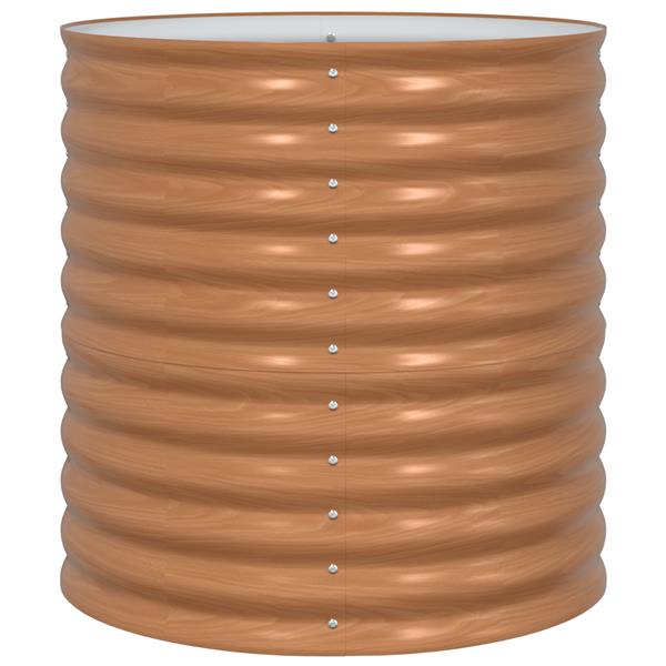 Grote foto vidaxl hoge tuinbed bruin met houtlook 80x80x81 cm staal tuin en terras overige tuin en terras