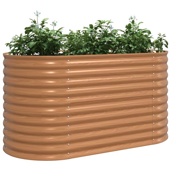 Grote foto vidaxl verhoogd tuinbed bruin met houten uiterlijk 160x80x81 cm staal tuin en terras overige tuin en terras