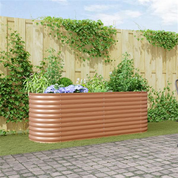 Grote foto vidaxl bruin verhoogd tuin bed hout look 240x80x81 cm staal tuin en terras overige tuin en terras