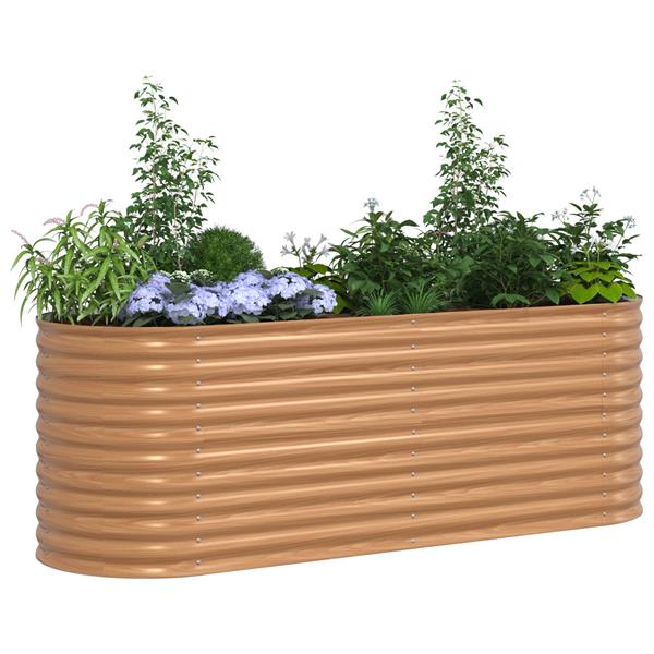 Grote foto vidaxl bruin verhoogd tuin bed hout look 240x80x81 cm staal tuin en terras overige tuin en terras