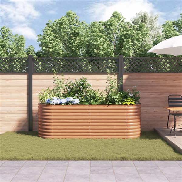 Grote foto vidaxl bruin verhoogd tuin bed hout look 240x80x81 cm staal tuin en terras overige tuin en terras