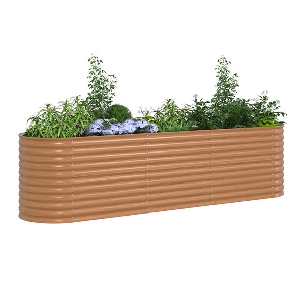 Grote foto vidaxl verhoogd bed planter hout effect metaal 320 x 80 x 81 cm duurzaam tuin en terras overige tuin en terras