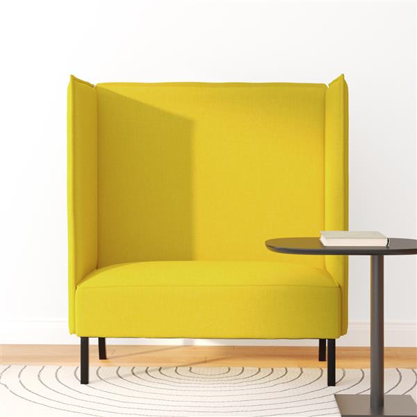 Grote foto vidaxl hoge rug bank lichtgeel 109x56x121 cm stof huis en inrichting bankstellen