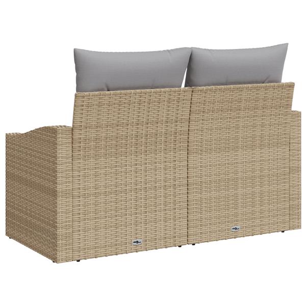 Grote foto vidaxl tuinbank 2 zits met opbergruimte en kussens poly rattan beige tuin en terras tuinmeubelen