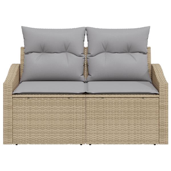 Grote foto vidaxl tuinbank 2 zits met opbergruimte en kussens poly rattan beige tuin en terras tuinmeubelen