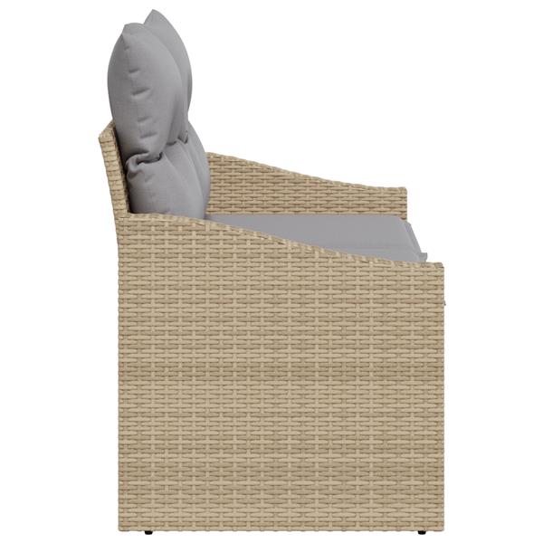 Grote foto vidaxl tuinbank 2 zits met opbergruimte en kussens poly rattan beige tuin en terras tuinmeubelen