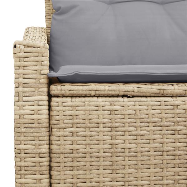Grote foto vidaxl tuinbank 2 zits met opbergruimte en kussens poly rattan beige tuin en terras tuinmeubelen