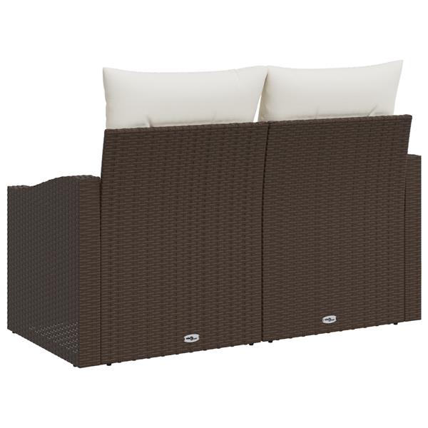 Grote foto vidaxl tuinbank 2 zits met kussens poly rattan bruin tuin en terras tuinmeubelen