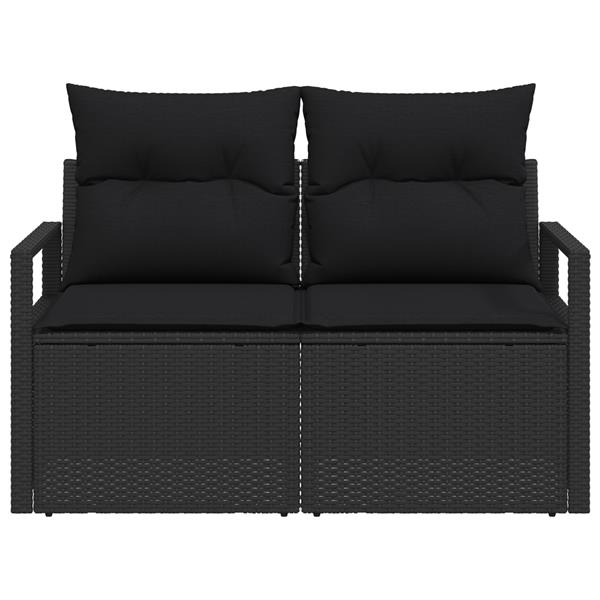 Grote foto vidaxl tuinbank 2 zits met opbergruimte en kussens poly rattan zwart tuin en terras tuinmeubelen