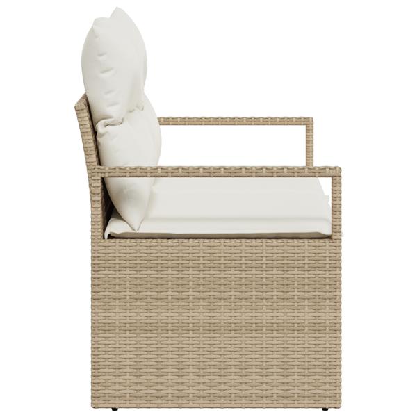 Grote foto vidaxl tuinbank 2 zits met opbergruimte en kussens poly rattan beige tuin en terras tuinmeubelen