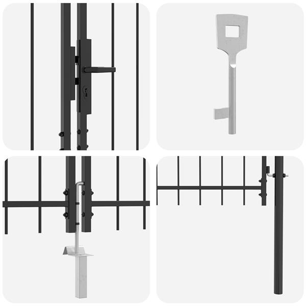 Grote foto vidaxl tuindeur met spiraal top dubbele swing grijs 175x300 cm staal tuin en terras hekken en schuttingen
