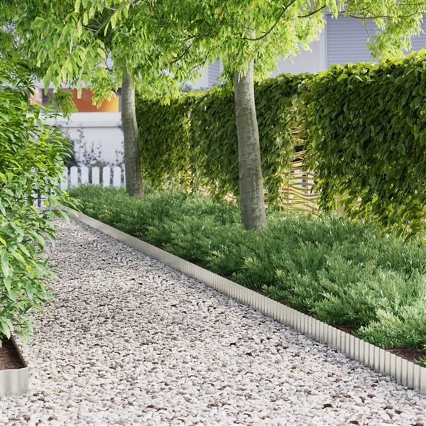 Grote foto vidaxl grasrand 15 cm x 10 m golfvormige flexibele gegalvaniseerd staal tuin en terras tuindecoratie