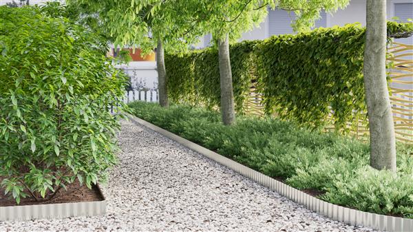 Grote foto vidaxl grasrand 15 cm x 10 m golfvormige flexibele gegalvaniseerd staal tuin en terras tuindecoratie