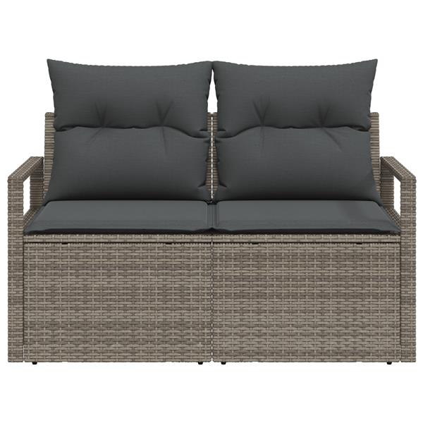 Grote foto vidaxl tuinbank 2 zits met kussens poly rattan grijs tuin en terras tuinmeubelen