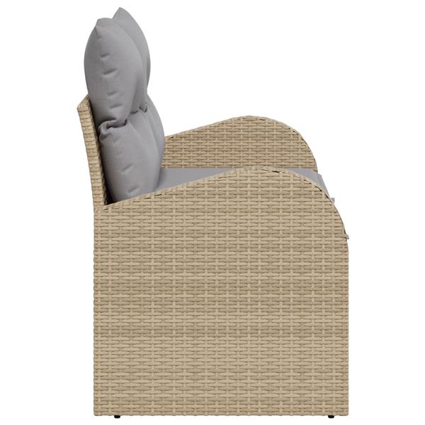 Grote foto vidaxl tuinbank 2 zits met opbergruimte en kussens poly rattan beige tuin en terras tuinmeubelen
